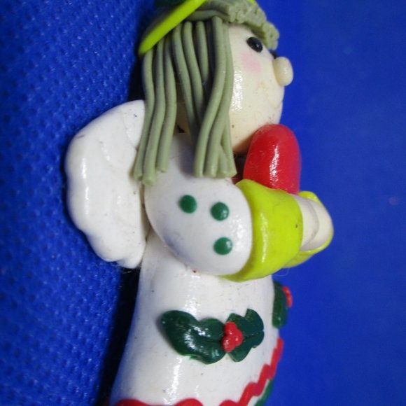 Polymer Clay 3 D Angel Brooch Artists Polymer Clay Christmas Angel Brooch - Picture 5 of 10